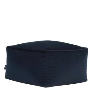 Pouf repose-pieds carré velours bleu minuit