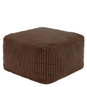 Pouf repose-pieds carré velours côtelé brun chocolat