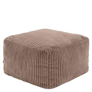 Pouf repose-pieds carré velours côtelé brun moka