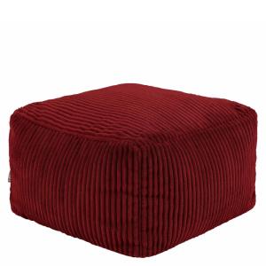 Pouf repose-pieds carré velours côtelé rouge bordeaux