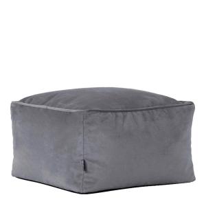 Pouf repose-pieds carré velours gris anthracite