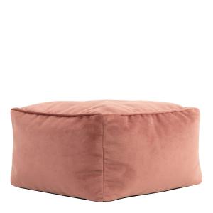 Pouf repose-pieds carré velours rose aube