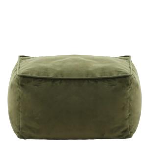 Pouf repose-pieds carré velours vert olive