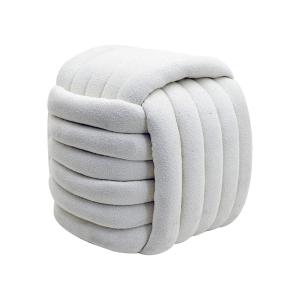 Pouf repose-pieds moderne en forme de pelote en tissu blanc