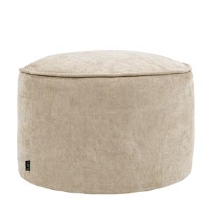 Pouf repose-pieds pouf rond en tissu chenille texturé beige