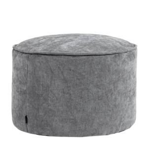 Pouf repose-pieds pouf rond en tissu chenille texturé gris