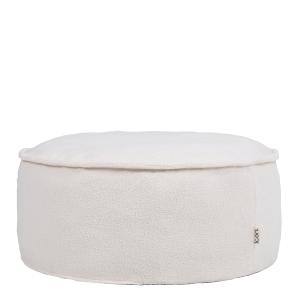 Pouf repose-pieds rond en bouclette recyclée crème