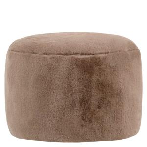 Pouf repose-pieds rond en imitation fourrure de lapin brun…