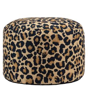 Pouf repose-pieds rond en tissu imprimé léopard