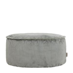 Pouf repose-pieds rond en velours côtelé recyclé gris