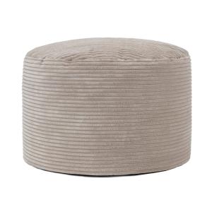 Pouf repose-pieds rond velours côtelé beige galet