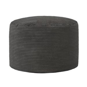 Pouf repose-pieds rond velours côtelé gris anthracite