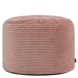 Pouf repose-pieds rond velours côtelé rose aube