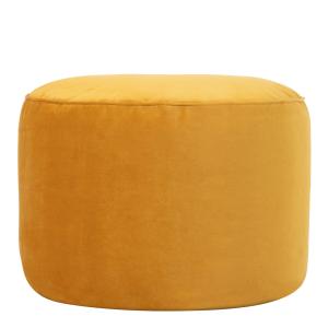 Pouf repose-pieds rond velours jaune ocre