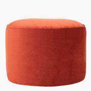 Pouf repose-pieds rond velours terracotta