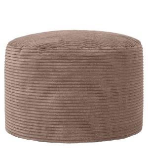 Pouf repose-pieds round velours côtelé brun moka