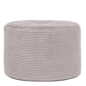 Pouf repose-pieds round velours côtelé gris clair