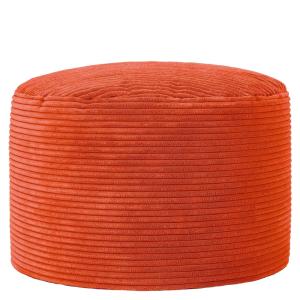 Pouf repose-pieds round velours côtelé orange terracotta