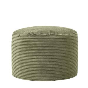 Pouf repose-pieds round velours côtelé vert sauge