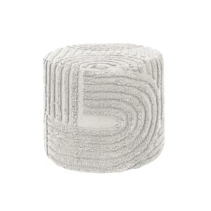 Pouf rond bouclette tuftée blanc D43 x h 37cm
