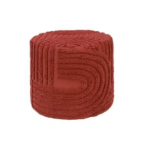 Pouf rond bouclette tuftée terracotta D43 x h 37cm