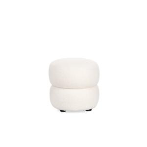 Pouf rond D41 en tissu blanc