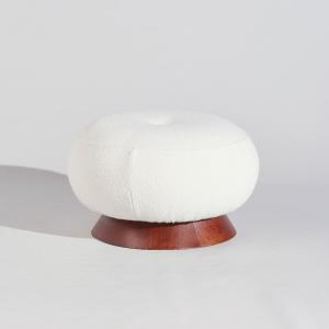 Pouf rond écru