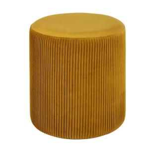 Pouf rond effet côtelé jaune ocre