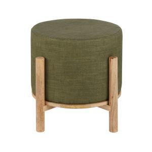 Pouf rond en coton et lin verts