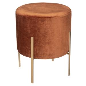 Pouf rond en métal et velours métal/velours terracotta Ø 34…