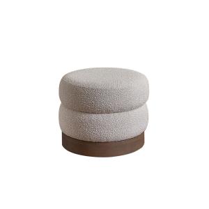 Pouf rond en mindi massif tissu bouclette 55 cm