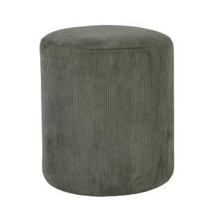 Pouf rond en textile côtelé vert kaki