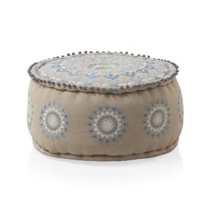 Pouf rond en textile diamètre 55 cm coloris lin