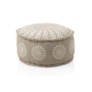 Pouf rond en textile diamètre 55 cm lin