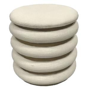 Pouf rond en tissu beige Ø 40x42 cm
