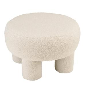 Pouf rond en tissu bouclette blanc D50