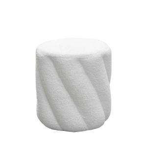 Pouf rond en tissu bouclette ø37cm - Blanc