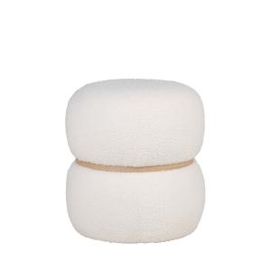 Pouf rond en tissu bouclette ø38cm - Blanc