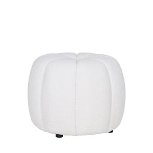 Pouf rond en tissu bouclette ø48cm - Écru