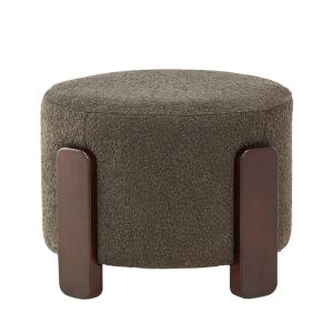 Pouf rond en tissu bouclette ø52,5cm - Gris foncé