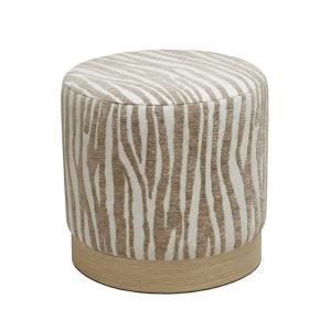 Pouf rond en tissu imprimé animal ø40cm - Taupe