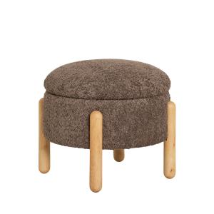 Pouf rond en tissu ø45cm - Marron