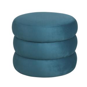 Pouf rond en velours bleu vert