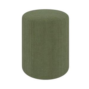 Pouf rond en velours côtelé vert