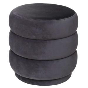 Pouf rond en velours gris foncé Ø 40x40 cm