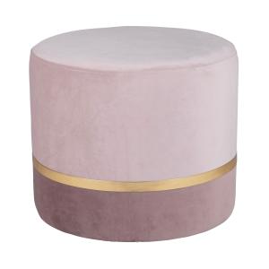 Pouf rond en velours rose et doré