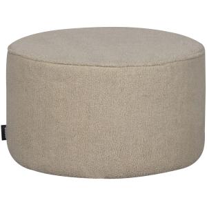 Pouf rond et bas en polyester blanc cassé