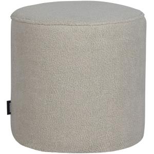 Pouf rond et haut en bouclette polyester blanc cassé