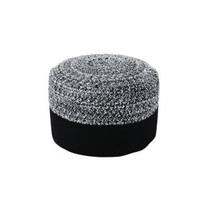 Pouf rond intérieur extérieur D50 chiné/uni noir