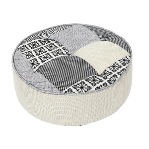 Pouf  rond patchwork motifs grisés